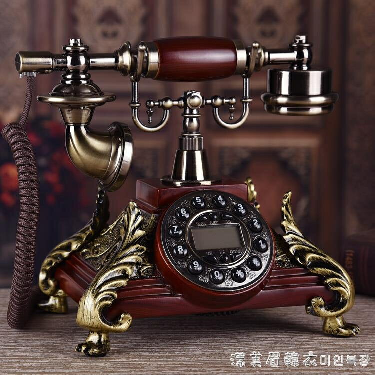 歐式仿古電話機有繩復古辦公家用電話時尚創意固定無線插卡座機