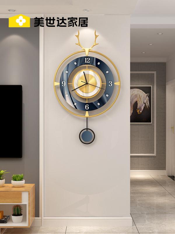 樂享居家生活-北歐鹿頭掛鐘客廳家用時尚高檔鐘表現代輕奢簡約掛墻時鐘創意石英掛鐘 時鐘 電子鐘 居家裝飾