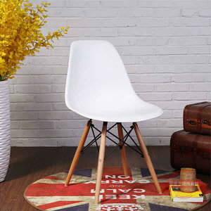 簡易白色椅子座椅實木腿餐椅會議椅書桌椅樺木餐廳椅北歐風實木腳