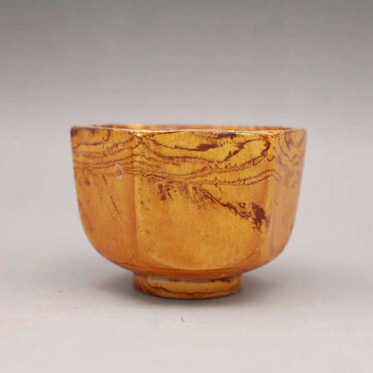 北宋當陽峪絞胎瓷 六方茶杯茶盞 古玩古董陶瓷器仿古老貨收藏擺件