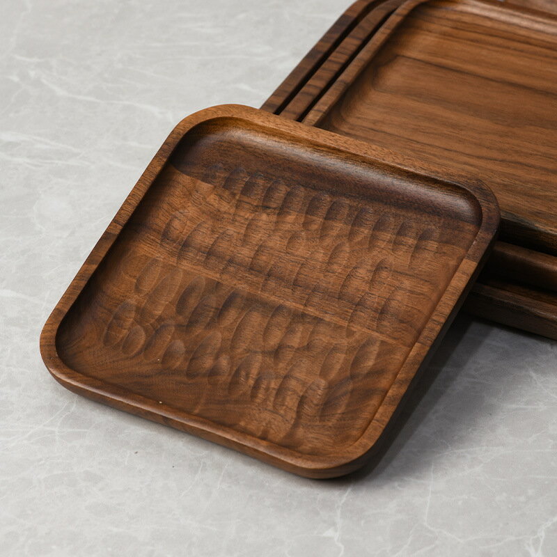 【喜挖】日式整木點心盤黑胡桃木碟子壽司盤圓形迷你水果盤長方形 3