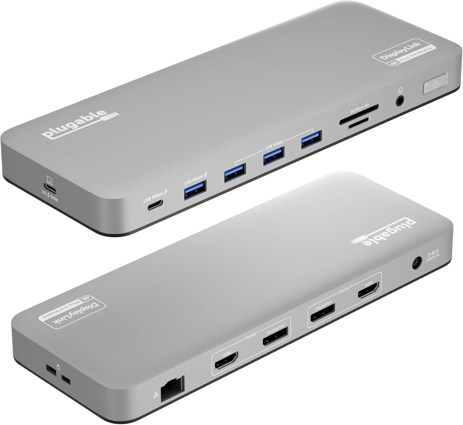 [6美國直購免運] Plugable UD-6950PDH 13合1顯示器擴充埠 (1入) USB-C Docking Station Dual Monitor