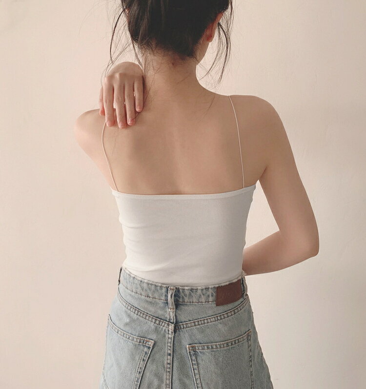 迷人穿搭．性感彈力繩細肩帶外穿內搭內衣小可愛 - shiny藍格子【V3772】 5