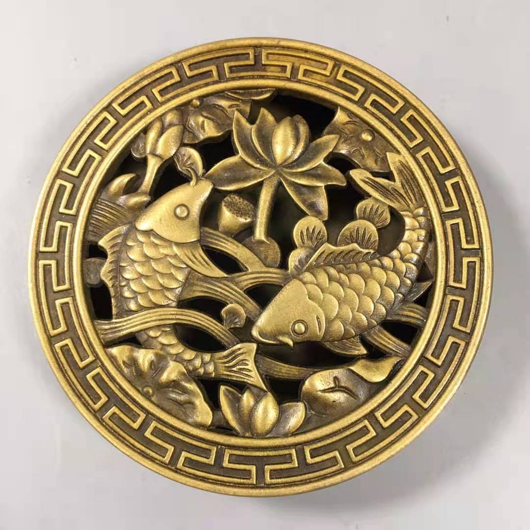 純銅蓮花雙魚香薰爐檀香爐擺件年年有魚香爐書房辦公室裝飾工藝品