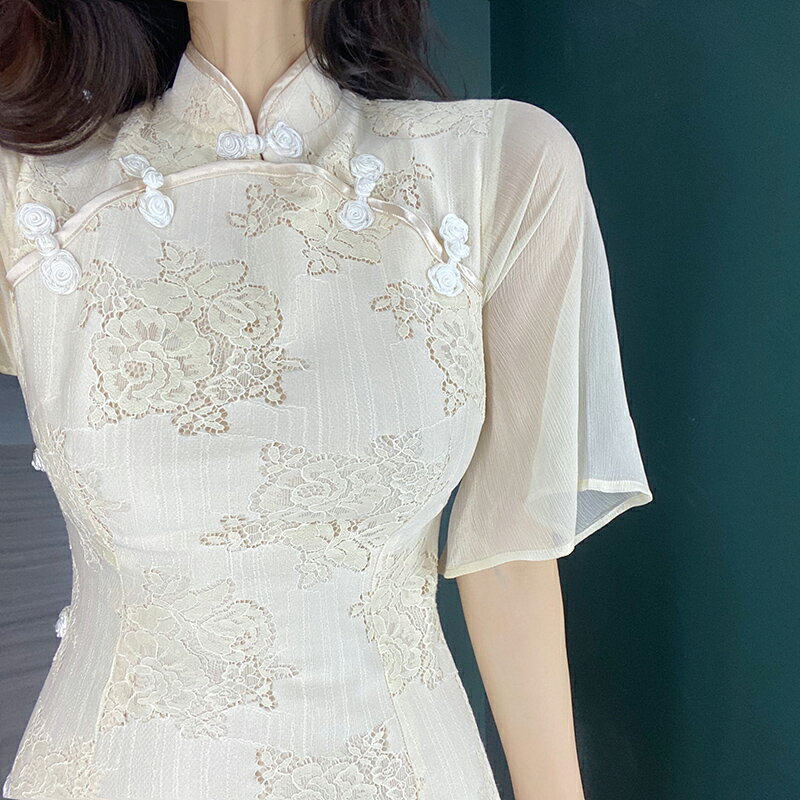 法式設計感小眾年輕改良版2022年新款女蝕骨旗袍茶歇連衣裙子夏季
