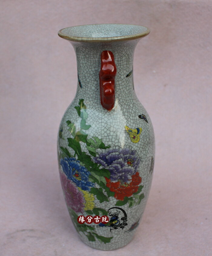 景德鎮陶瓷器 仿古青花瓷鬥彩花瓶花插 時尚家居客廳裝飾工藝擺件1入