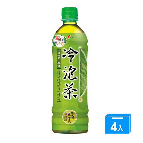 光泉冷泡茶-冷萃綠茶(無糖)585ml*4入【愛買】
