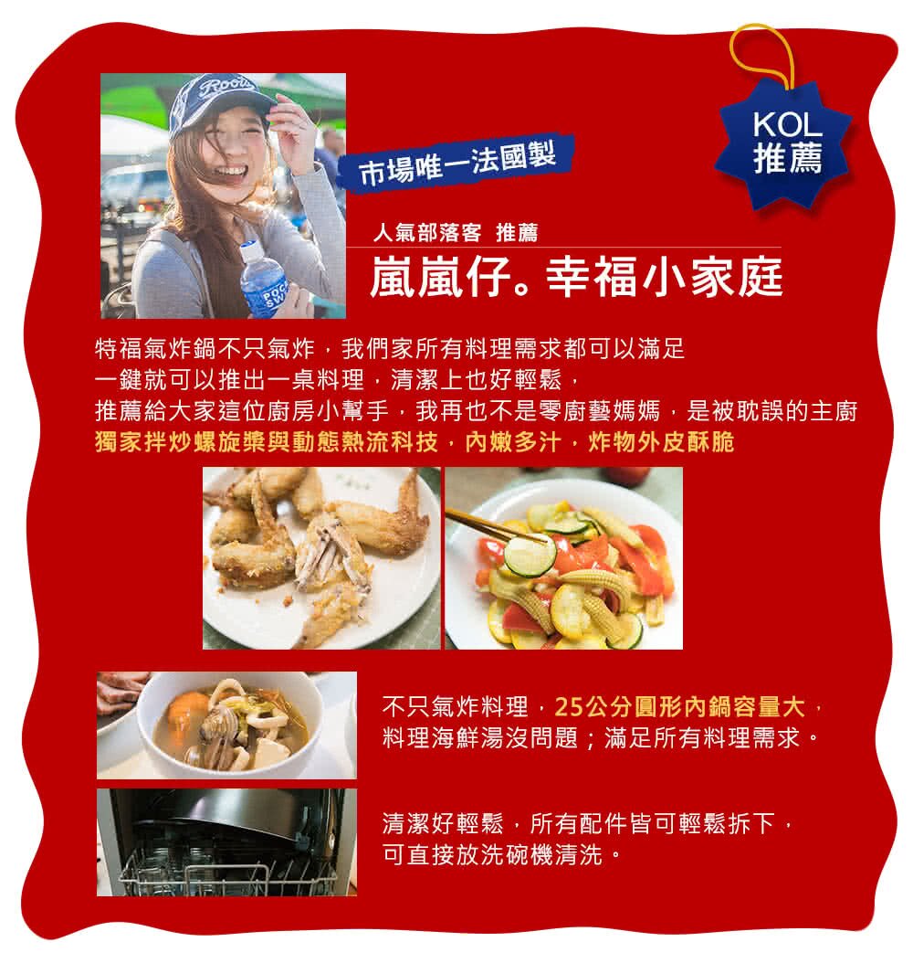 【領券再享優惠+好禮三重送 贈原廠烘烤杯+酥炸籃+噴油罐 附精美60道食譜】Tefal FZ760070 特福法國原裝 ActiFry 胖福鍋氣炸鍋-舞滋芭蕾白 4