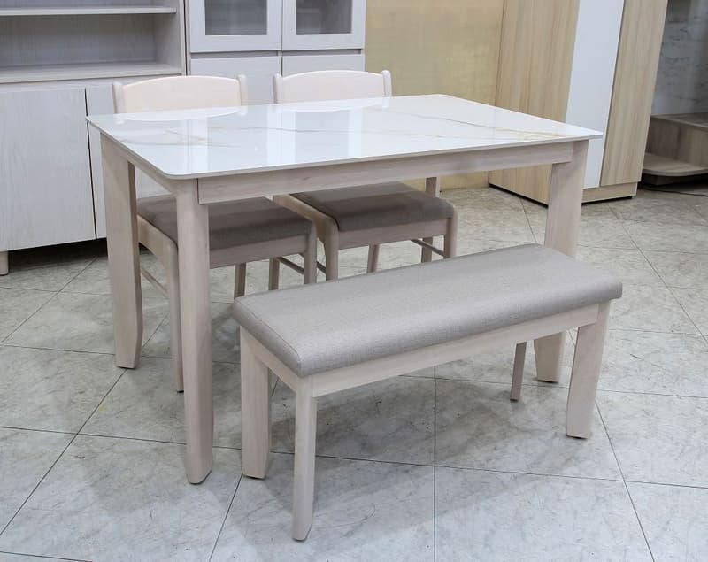 【歐風別館】象印北歐風四尺洗白色實木岩板餐桌【基隆至台中免運費】