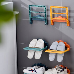 簡易可折疊鞋架浴室衛生間房間置物架免打孔超強粘貼掛壁式收納架