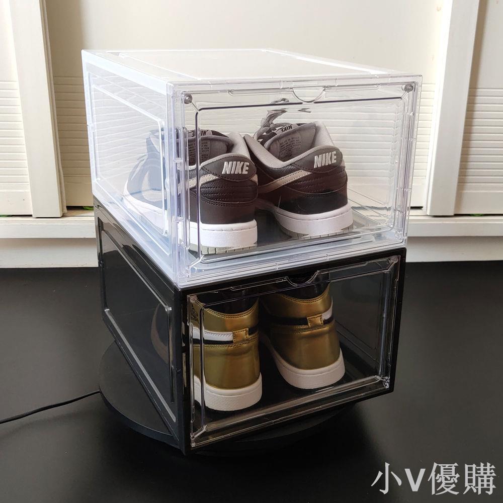 日式透明磁吸亞克力正開門球鞋子收納鞋盒家用拼裝防潮透氣鞋柜潮