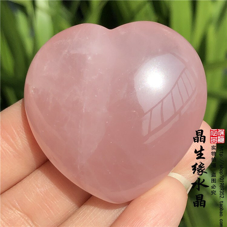 天然粉晶心形手把件把玩能量療愈石頭增人緣旺桃花實物圖可選
