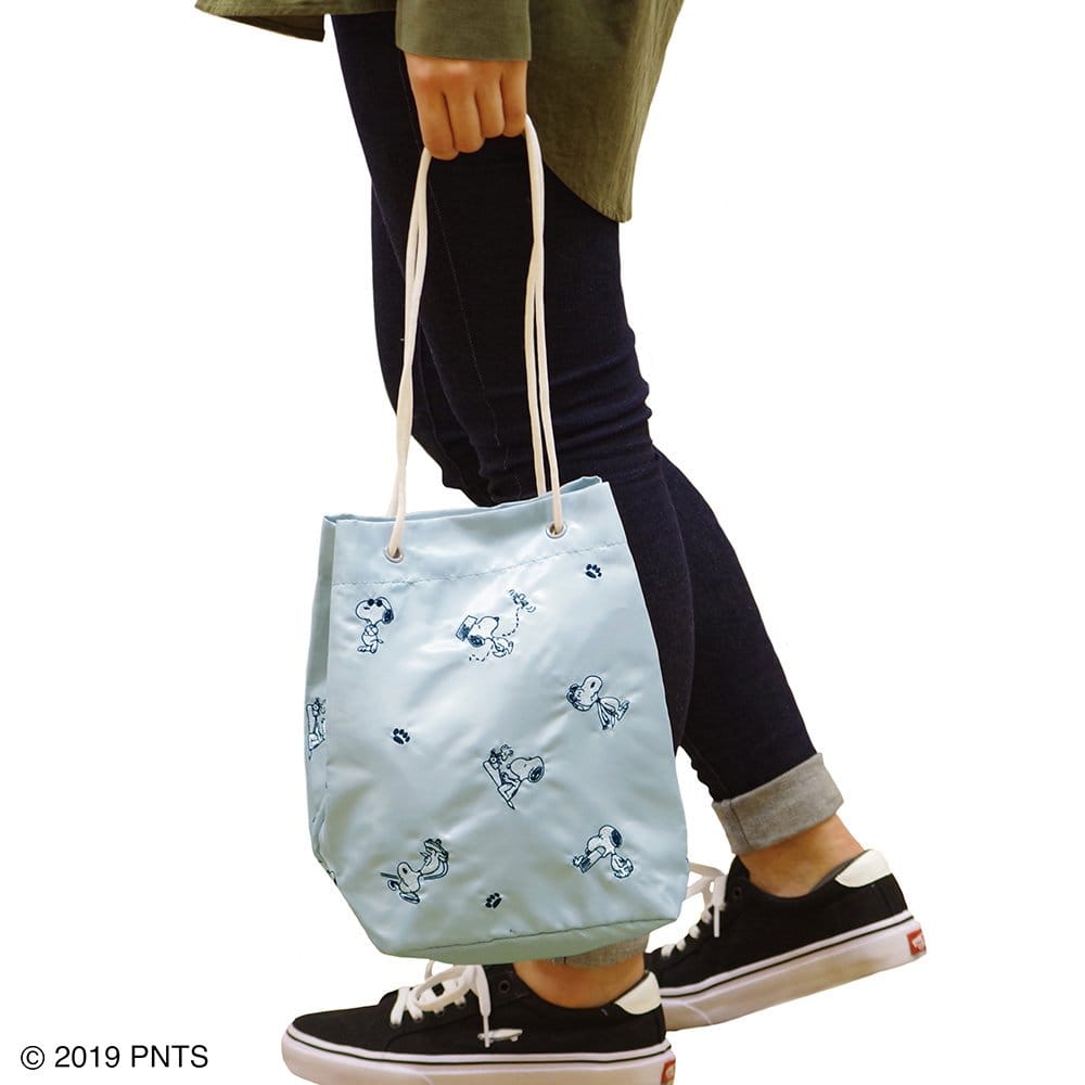 日本ROOTOTE PEANUTS SNOOPY 史努比刺繡輕量防潑水束口包 1