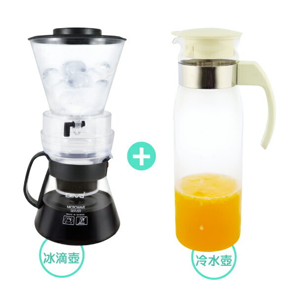 HARIO耐熱玻璃冷水壺1.4L+Driver ECO冰滴咖啡壺組600ml-大廚師百貨