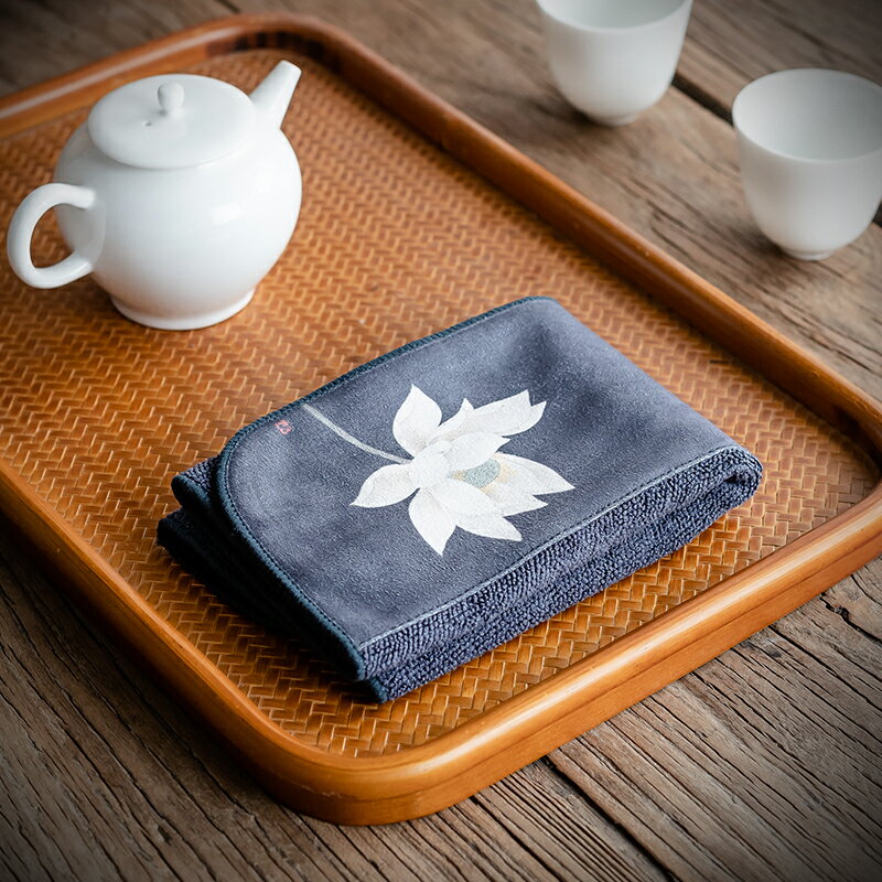 加厚茶巾茶布吸水禪意方形細纖維布茶盤配件茶具專用茶席毛巾抹布