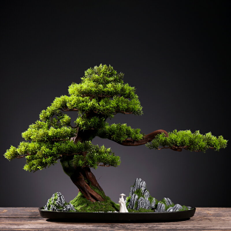 優樂悅~客廳仿真植物迎客松盆景室內軟裝塑膠假花綠植盆栽玄關裝飾品擺件