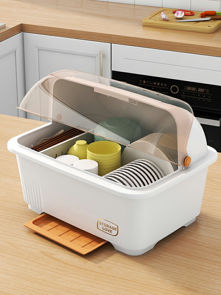 家用碗碟盤瀝水碗籃碗櫃廚房裝碗筷的置物架放碗箱帶蓋餐具收納盒