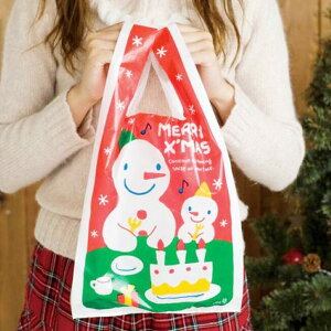 聖誕夜雪人晚餐PARTY手提袋 塑膠袋 手提包裝袋 (1入)【BlueCat】【XM0235】