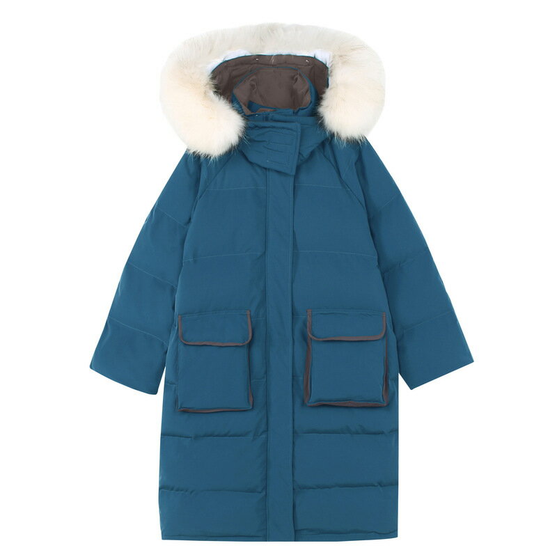 羽絨棉大衣外套-保暖毛邊過膝素面女外套 v1an35【巴黎精品】