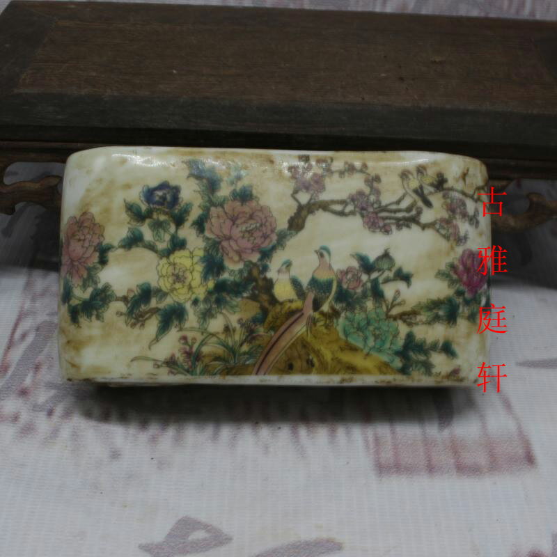 民國粉彩花鳥鏤空脈枕手枕 做舊仿古瓷器 古醫道用品擺件古董古玩1入
