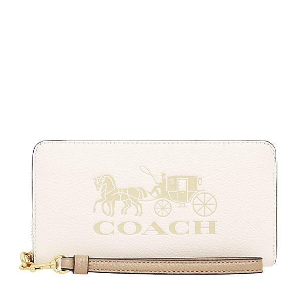 COACH 大馬車壓印手拿拉鍊長夾 鵝卵石紋真皮皮革 長夾 皮夾 C3548 白色(現貨)▶指定Outlet商品5折起☆現貨【送禮首選★APP下單點數4倍送】