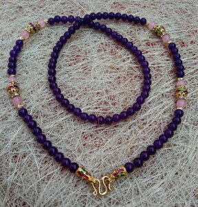 紫玉髓圓珠水晶項鏈 泰國佛牌毛衣掛鏈 可訂做其他款式1入
