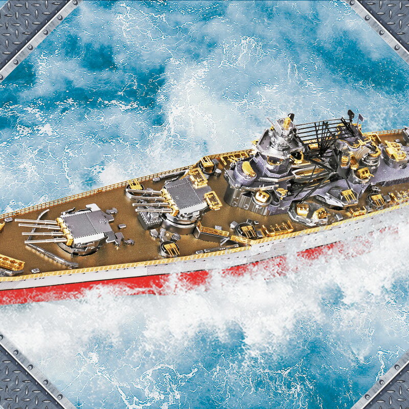 拼酷 二戰黎塞留號戰列艦3D立體金屬拼圖拼裝模型手工diy成人玩具