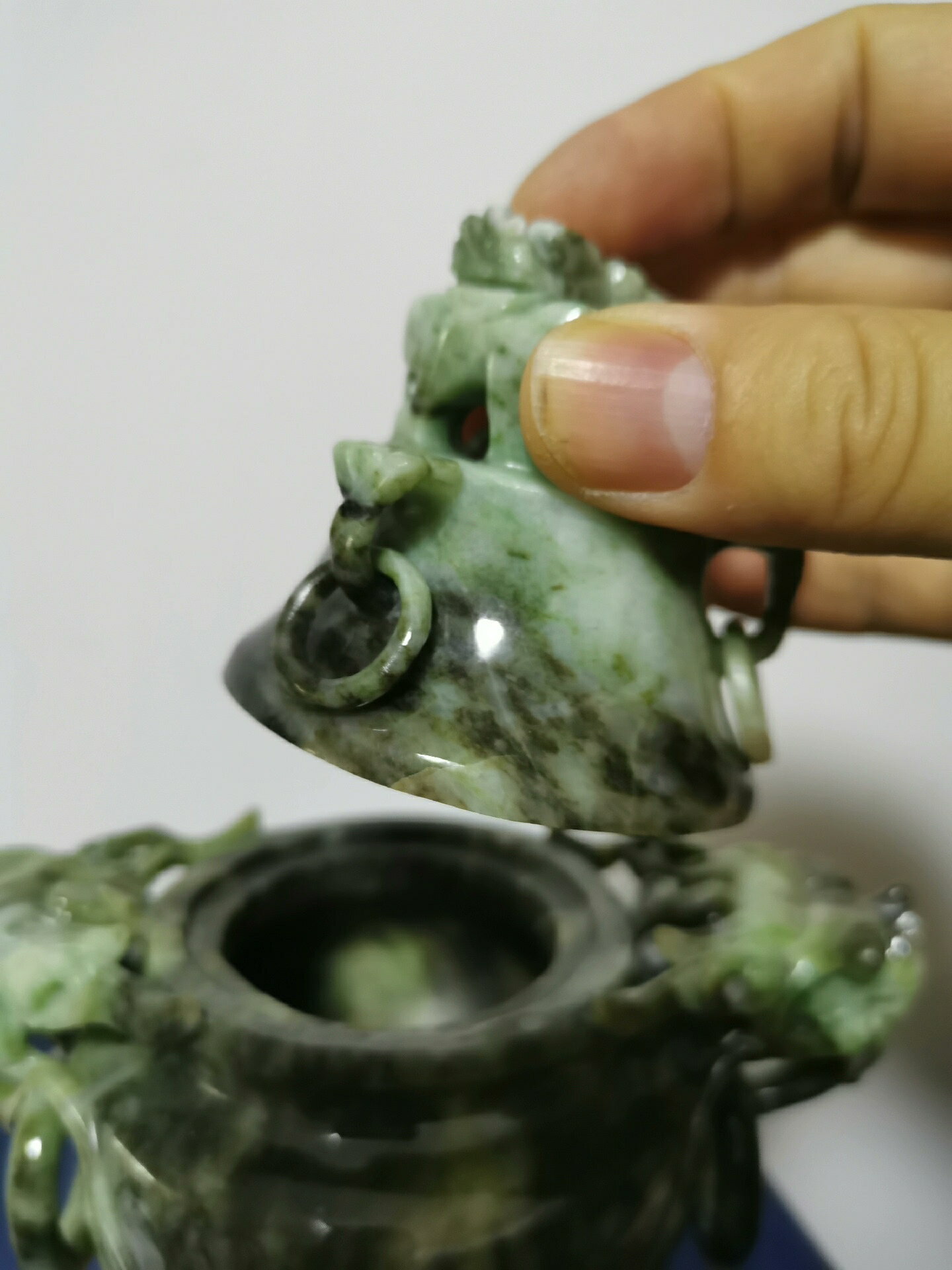 回流567創匯獨山玉雕雙龍活環香爐精品玉雕擺飾| Seven柒柒家