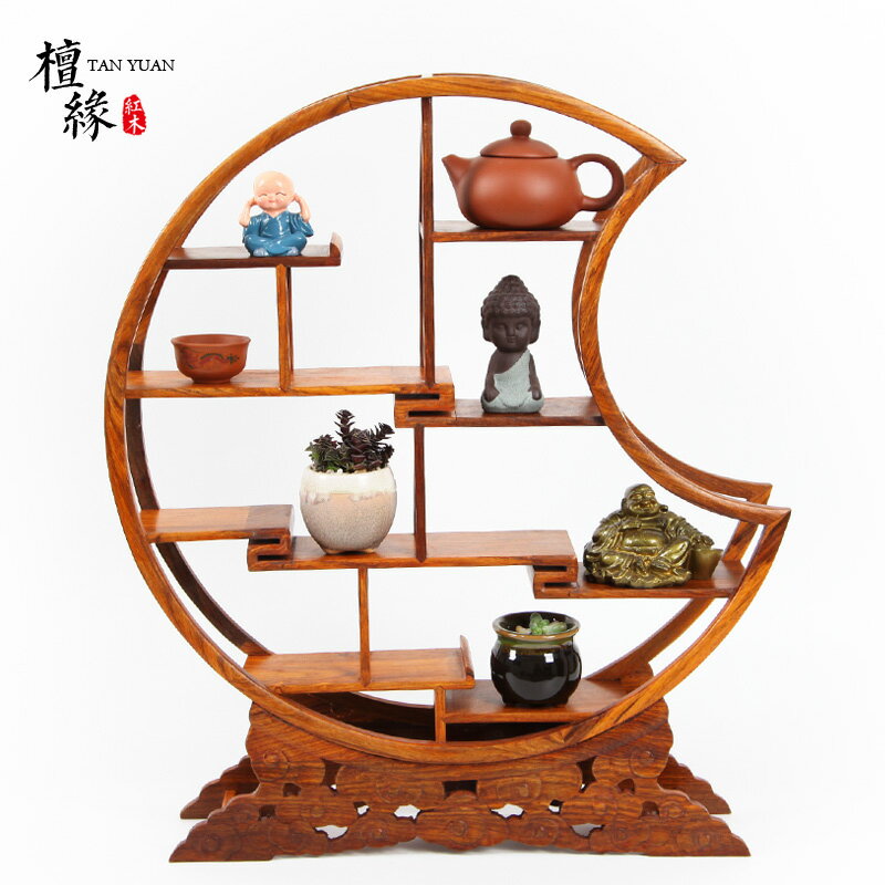 紅木茶具茶壺博古架花梨木質展示架實木仿古中式多寶閣置物架擺件