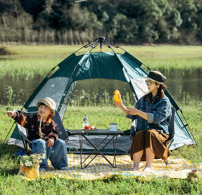 帳篷 六角帳篷 戶外裝備 防雨 露營野外 防暴雨 全自動 便攜式 公園 野餐