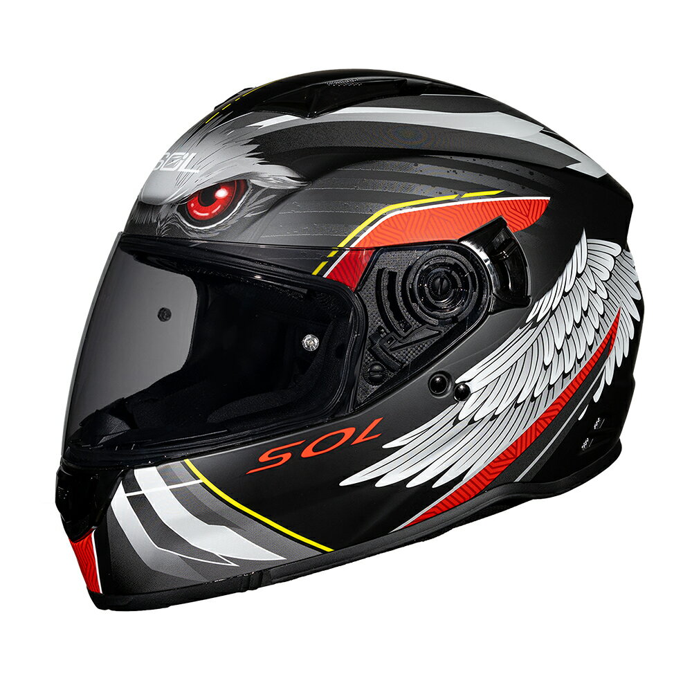 【SOL Helmets】SF-7全罩式安全帽 (老鷹_消光黑/紅) ｜ SOL安全帽官方商城