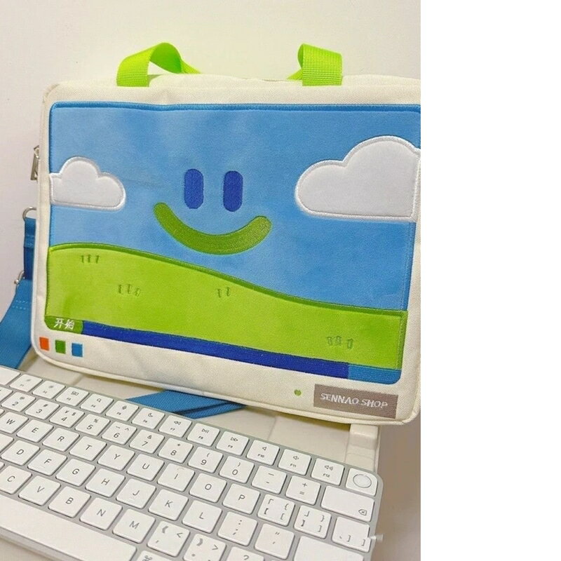 【巴黎精品】手拿包帆布電腦包-百搭大容量拼接包包1色w1ac59
