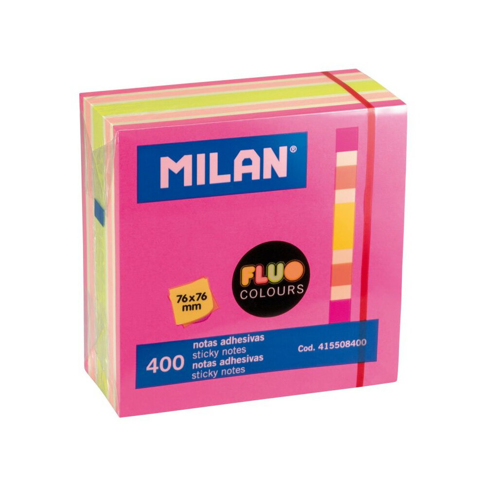 MILAN螢光便利貼76mm 4色 400張【九乘九購物網】