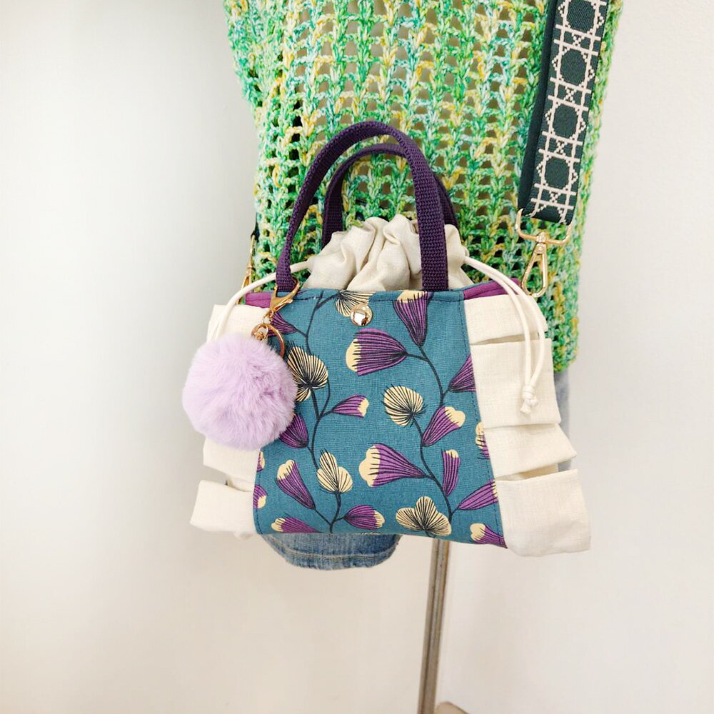 Miranda Handmadex覓品竹北手作店-裙襬搖搖手提斜背包-典雅紫