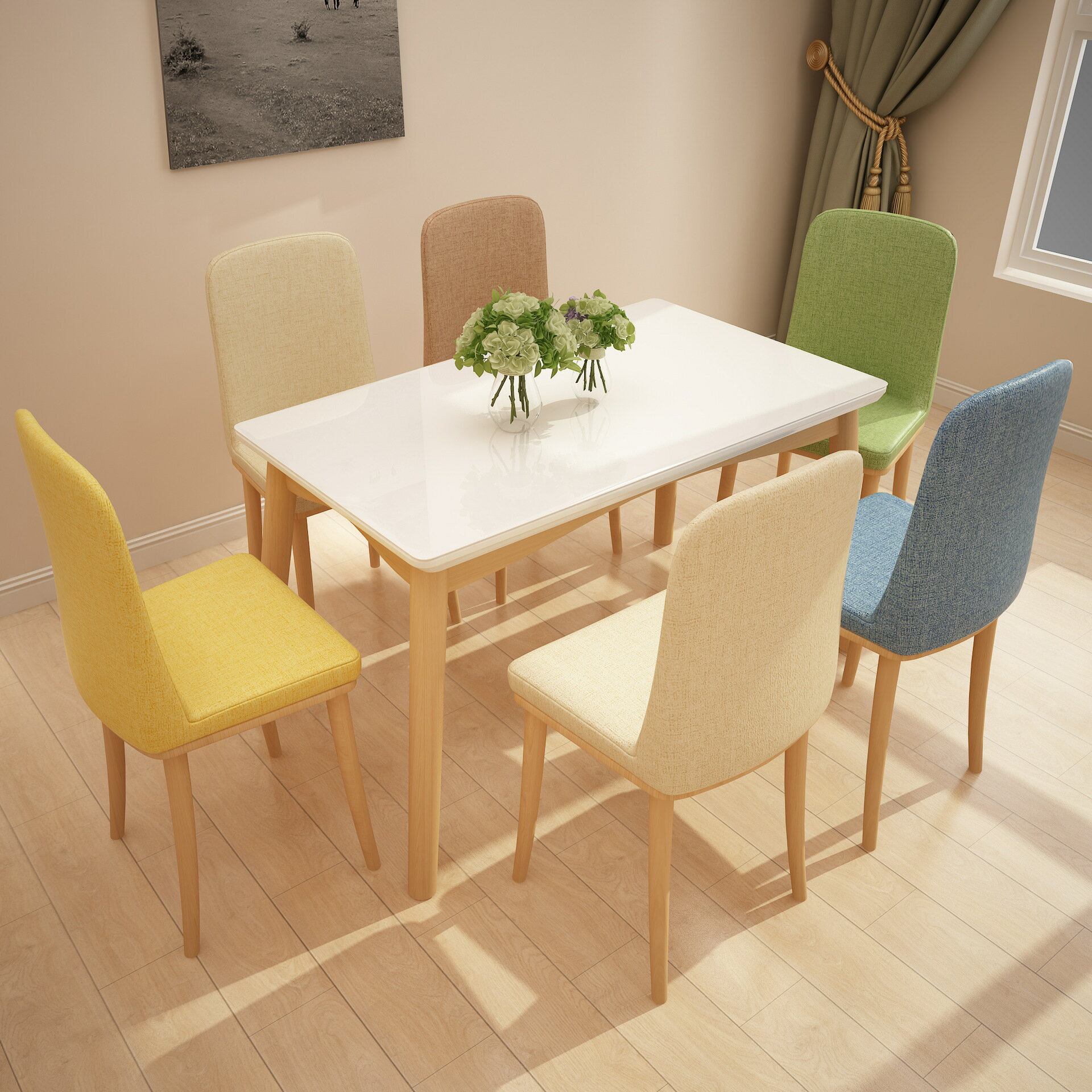 餐桌 北歐餐桌椅組合實木經濟型一桌六椅長方形小戶型4人6人