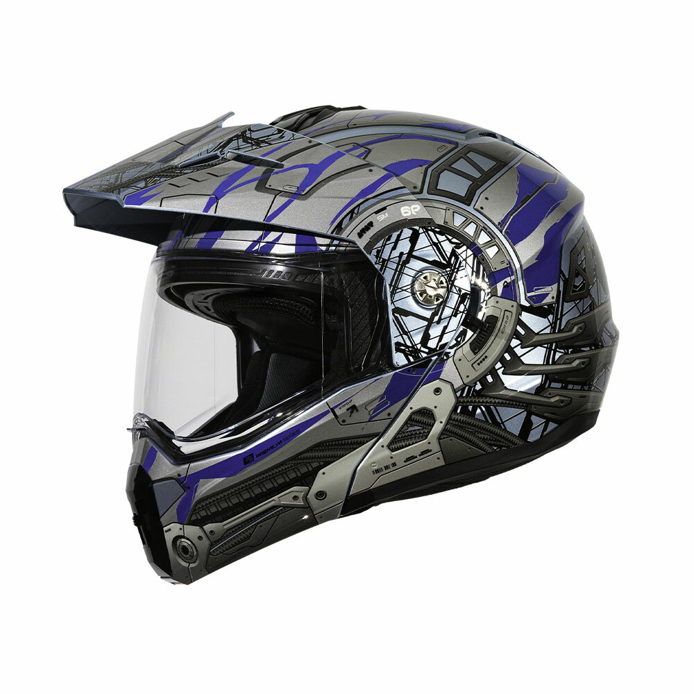 【SOL Helmets】SM-6P複合可掀式安全帽 (賽博格_銀/藍銀) ｜ SOL安全帽官方商城