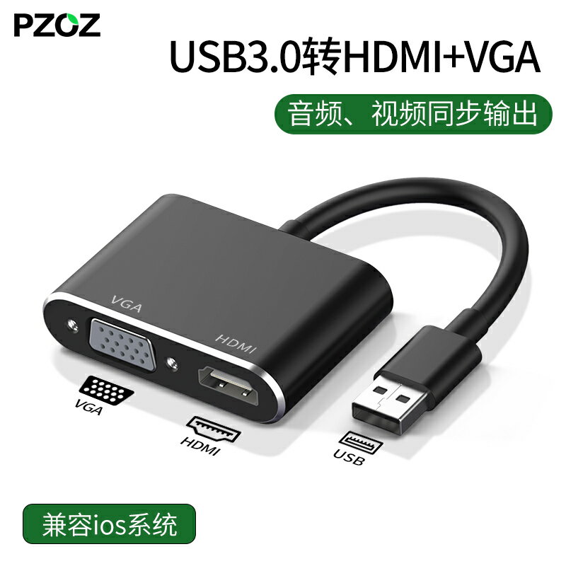 USB轉HDMI轉換器VGA轉接頭電腦外接顯示器高清線電視投影儀