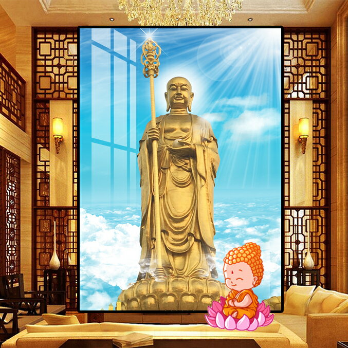 地藏王菩薩十字繡新款客廳棉絲線九華山供奉佛教佛像5d鉆石畫