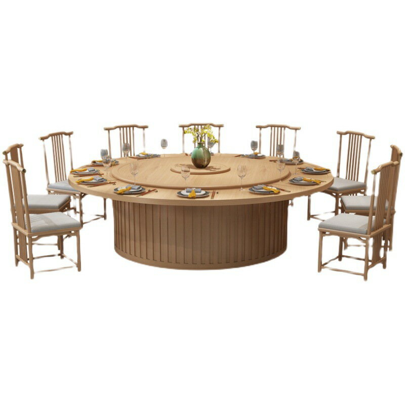 桌子 家具電動餐桌飯桌椅組合手動大圓桌自動餐桌椅