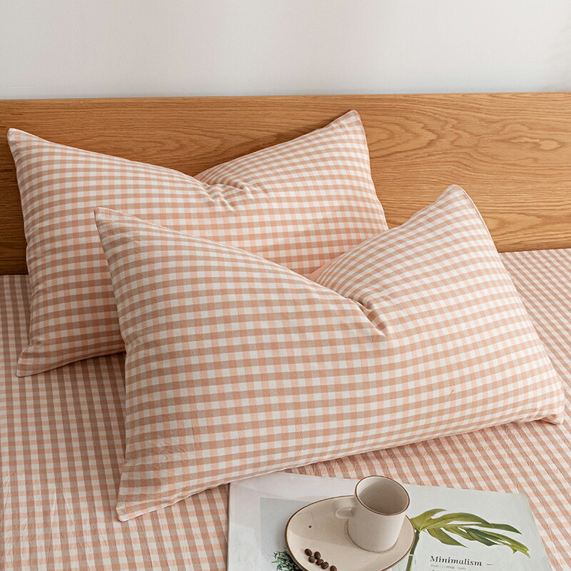 枕頭套 100%全棉枕套純棉水洗棉夏季雙人枕頭套一對裝單人宿舍枕芯內膽套