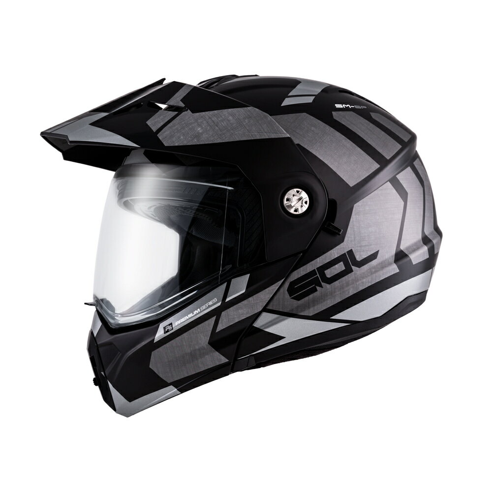 【SOL Helmets】SM-6P複合可掀式安全帽 (前衛者 消光黑/銀) ｜ SOL安全帽官方商城