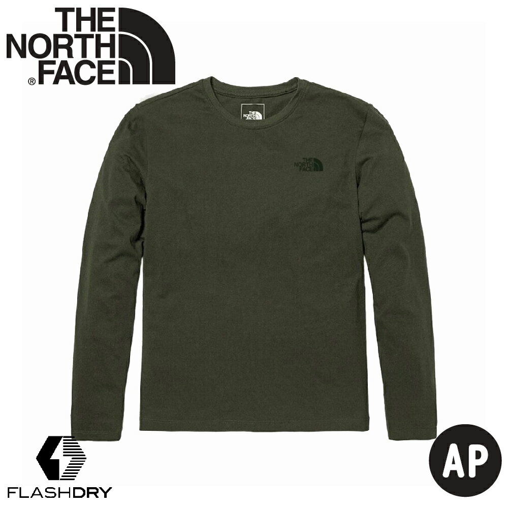 【The North Face 男 快乾長T AP《軍綠》】7QVD/排汗衫/長袖T恤/運動衫
