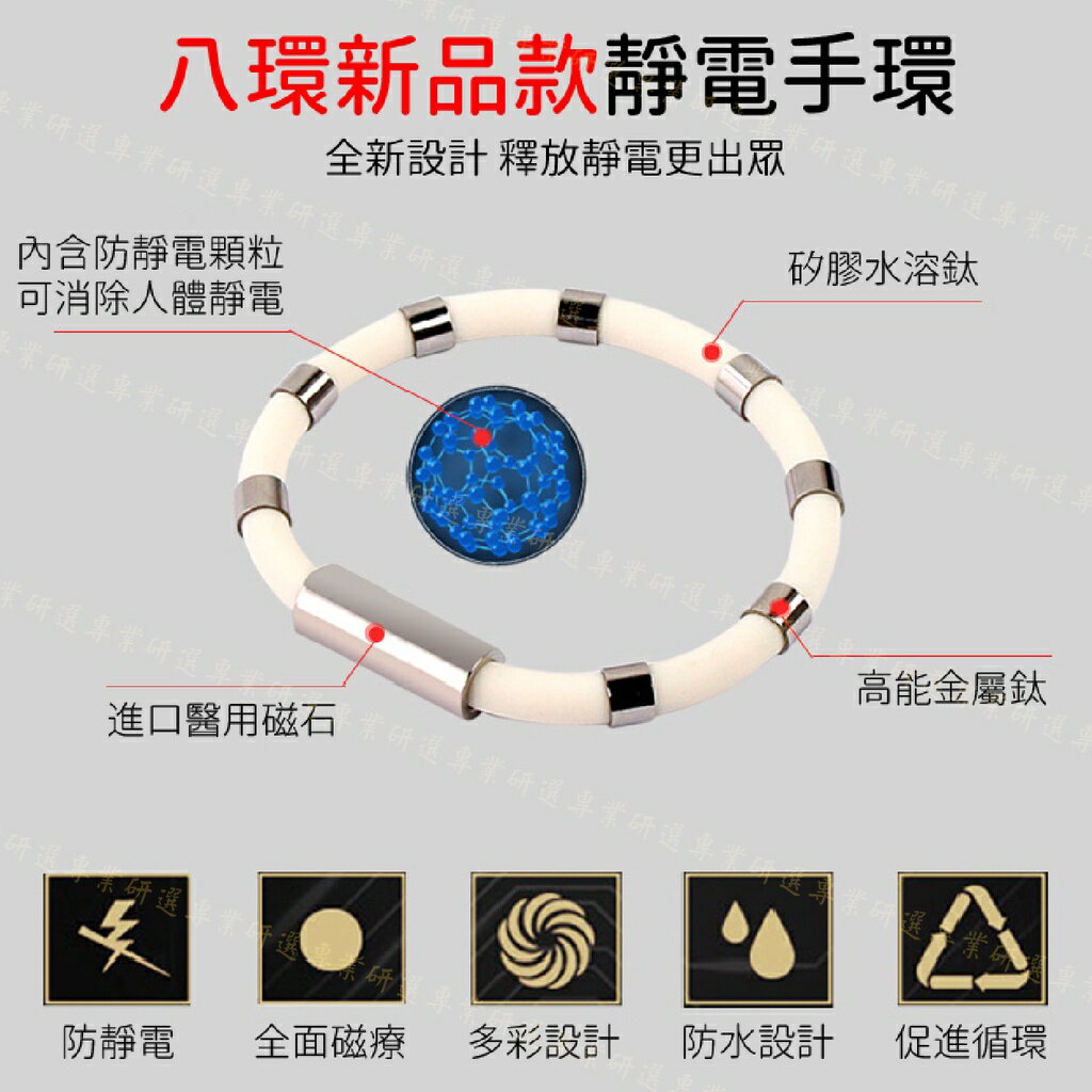 【台灣現貨  】防靜電手環 靜電手環 日本原裝 8環升級款 抗靜電手環 自由調節長度 18款任選 2