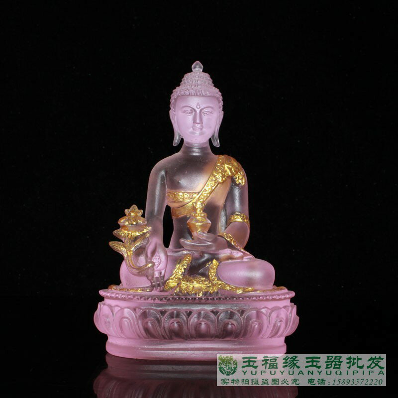 藥師七佛佛像密宗佛前居家供奉藥師琉璃光如來貼金琉璃工藝品擺件