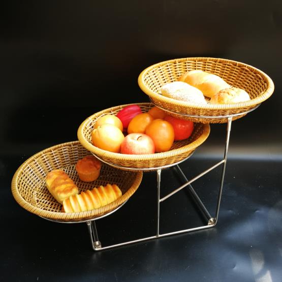 時尚創意三層面包點心水果籃帶蓋自助餐水果盤多層食物展示架