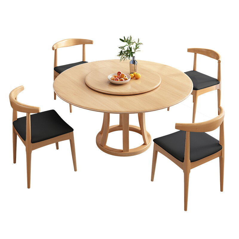 【免運】美雅閣| 全實木餐桌椅組合現代簡約經濟型家用圓桌吃飯桌子小戶型1.3m桌子