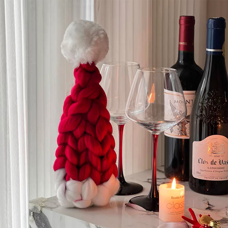 聖誕樹的聖誕帽 聖誕紅酒的聖誕帽 粗毛線編織聖誕帽 聖誕派對交換禮物 耶誕酒瓶套 跨年香檳