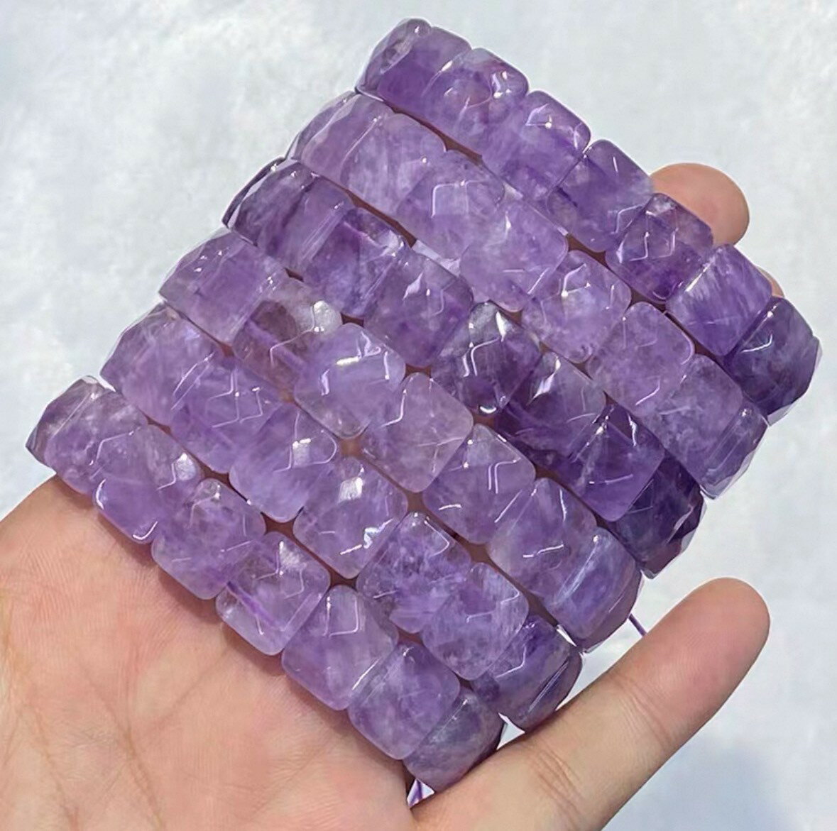 天然水晶 粉水晶 紫水晶 紫鋰輝 薰衣草紫晶 黃膠花 黃塔晶手排手串 免運
