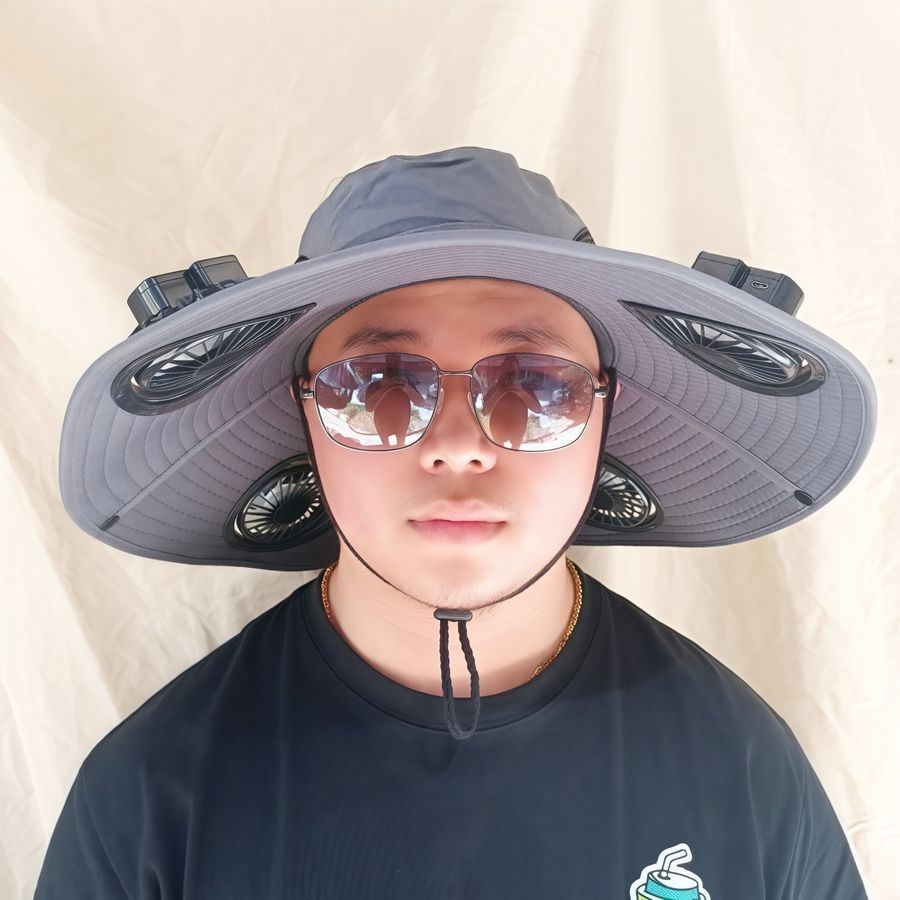 免運 太陽能風扇帽子夏季充電戶外遮陽帽防曬防紫外線登上帽大簷漁夫帽 最低價 快速出貨