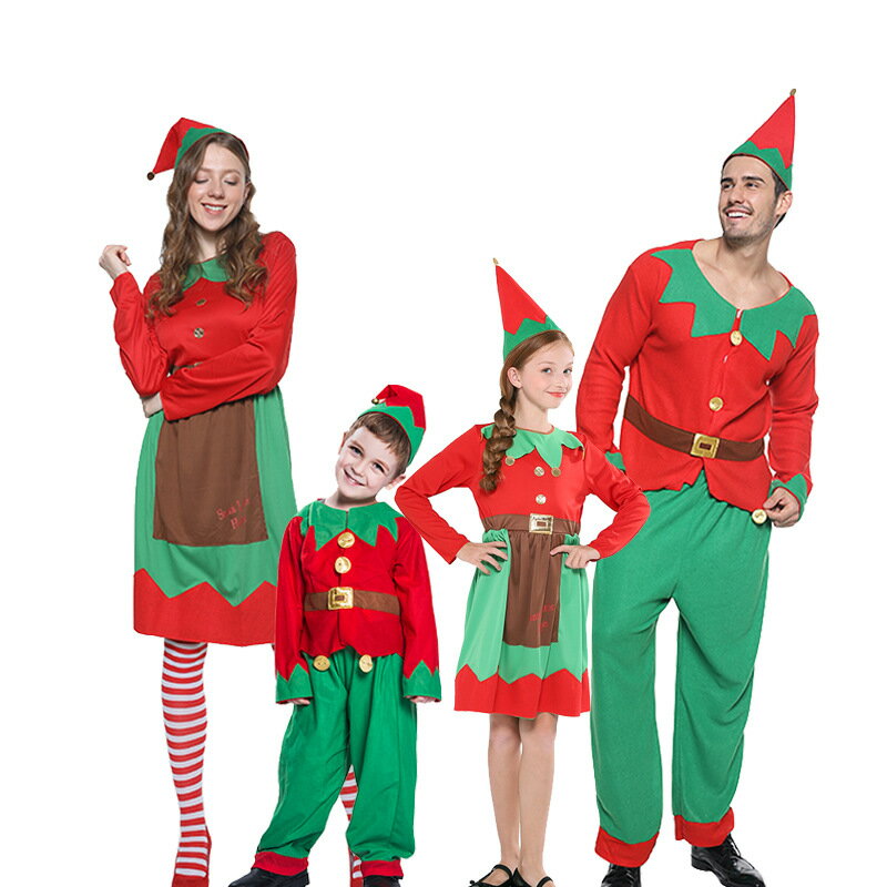 免運 聖誕節服飾 圣誕節家庭氛圍派對活動扮演服裝圣誕精靈團體實惠款套裝 聖誕節套裝